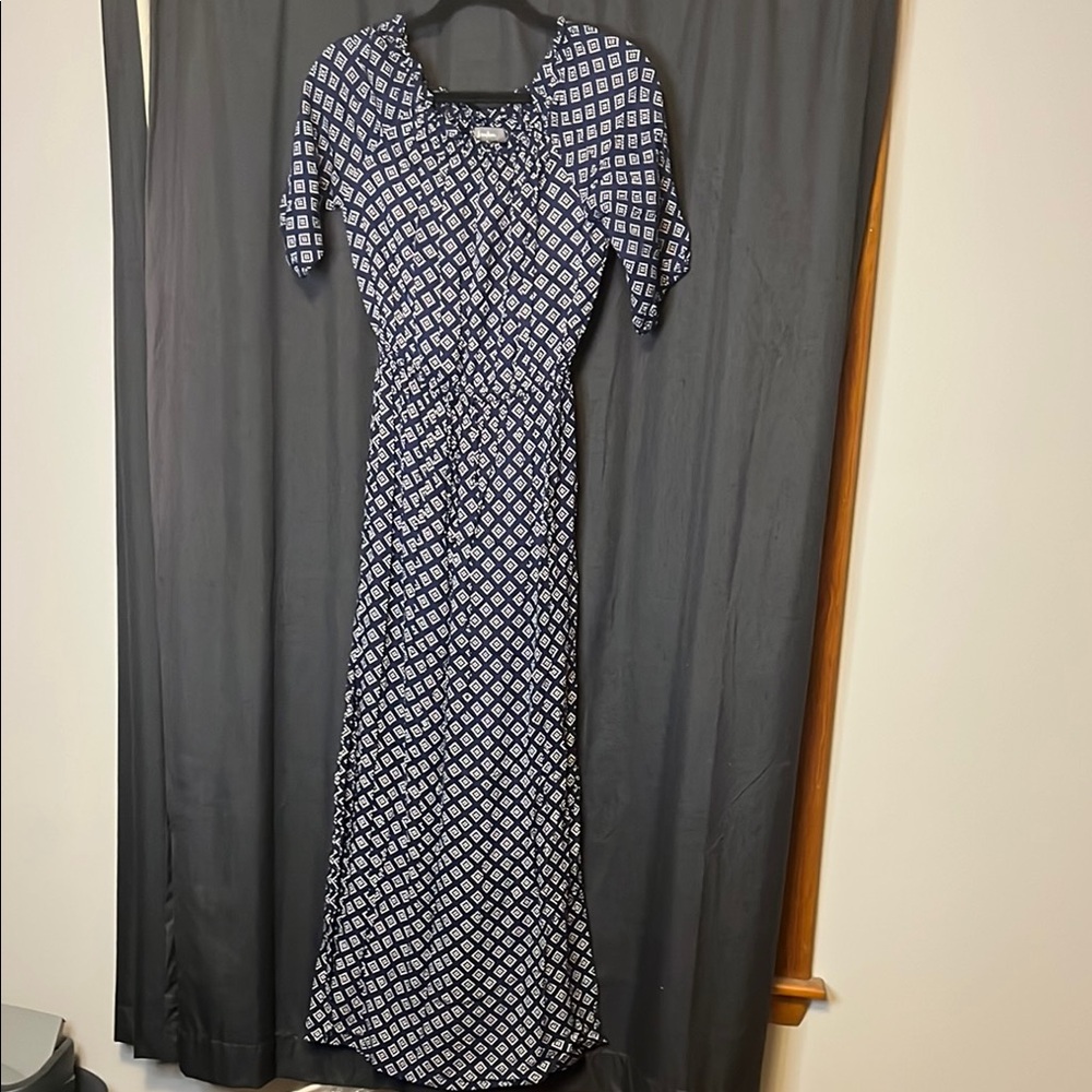Neiman Marcus Navy Geometric Print Maxi Dress size XS